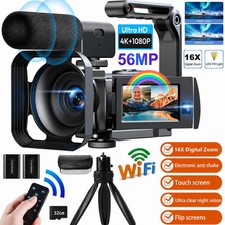 5K Camcorder Video Camera 56MP Dual Lens WiFi Night Vision YouTube Vlogging Cam