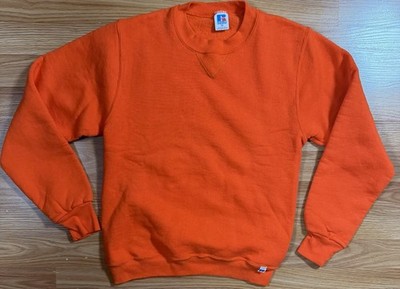 Vintage 90s Russell Athletic Sweatshirt Orange Blank Crewneck Mens XS Made USA