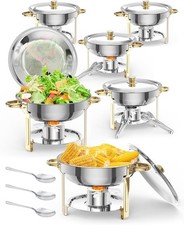 5QT Chafing Dishes for Buffet 2/4/6Pack Round Food Warmers Chafing Dishes Dinner