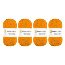 Cotton Yarn,Soft Knitting Yarn 4 Packages of 100g/3.52oz/ Orange
