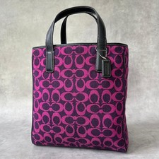 COACH Wool Signature Tote Pink Purple