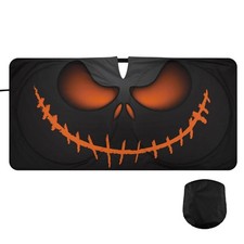 Demon Eye Car Windshield Sun Shade Scary Pumpkin Face Halloween Foldable Suns...