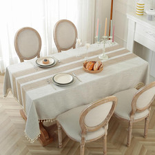 Cotton Linen Waterproof Tablecloth for Dining Table Rustic Farmhouse Kitchen Rec