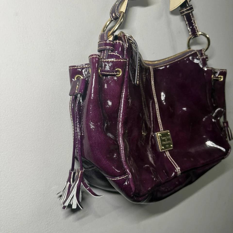 Dooney & Bourke Dark Purple Patent Leather Shoulder Purse - Image 3 of 4