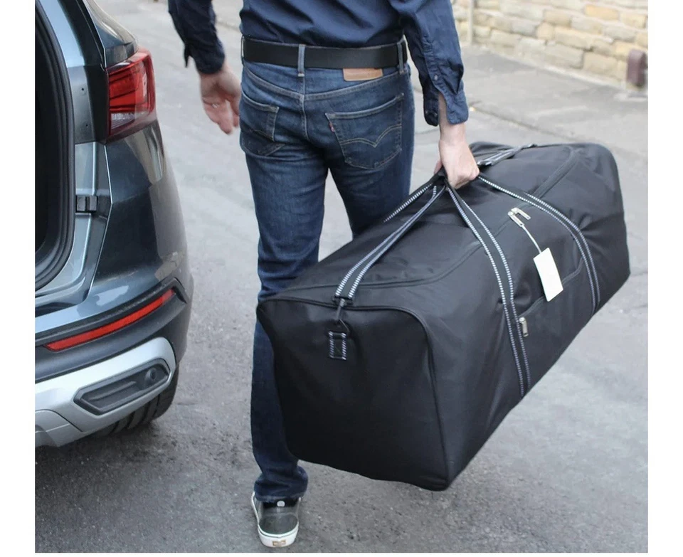 HeavyDuty XL 34" Black Travel Luggage Holdall Suitcase Duffle Cargo Storage Bag - Image 3 of 3