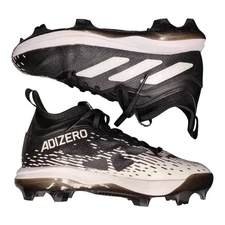 Adidas Adizero Afterburner Baseball Cleats Youth US 4 Black White Lace Up ID1669