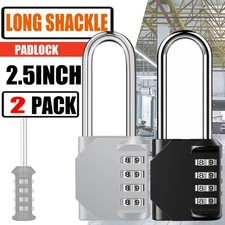 2pcs 4 Digit Long Shackle Combination Padlock for Gym School Garden Gate Outdoor