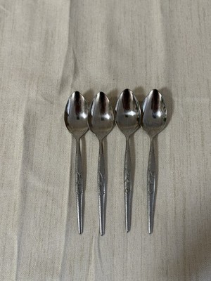 4 NASCO Fleur Teaspoons Stainless Japan Vintage Flatware 6  Lot
