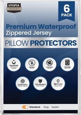 Set of 6 Pillow Protectors W/ Zipper Standard Size Bed Bug  Dust Mite Proof