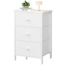 White Night Stand with Drawers 3 Drawer Dresser for Bedroom, Tall Nightstand ...