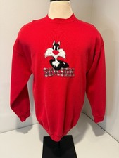 Tultex Superweight Sweatshirt Men XL Red Sylvester the Cat Looney Tunes Pullover