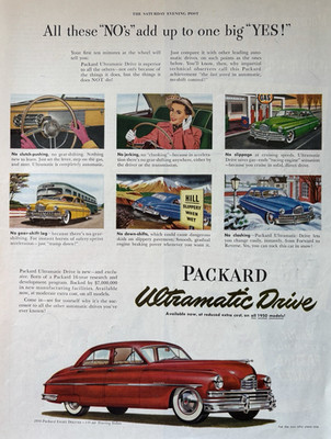 1950 Packard Eight Deluxe Touring Sedan Automobile Ultramatic Drive VTG Print Ad