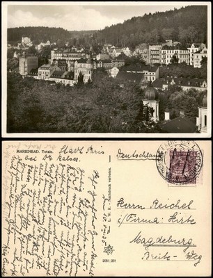 Postcard Marienbad Mariánské Lázně Panorama-Ansicht Totale 1935