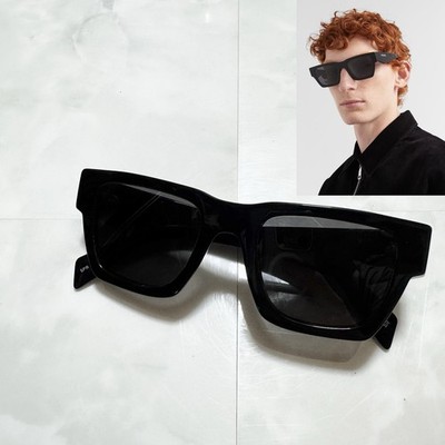 Authentic Recent Model Prada Triangle Logo Symbol Sunglasses, Black, SPRA06