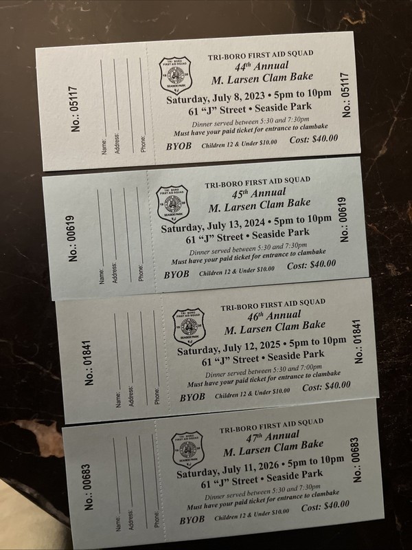 tri boro first aid  squad clam bake tickets 2023 2024 2025 2026 seaside park nj