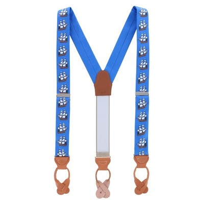Trafalgar Men's The Royal Fortune Pirate Ship Silk Button End Suspenders