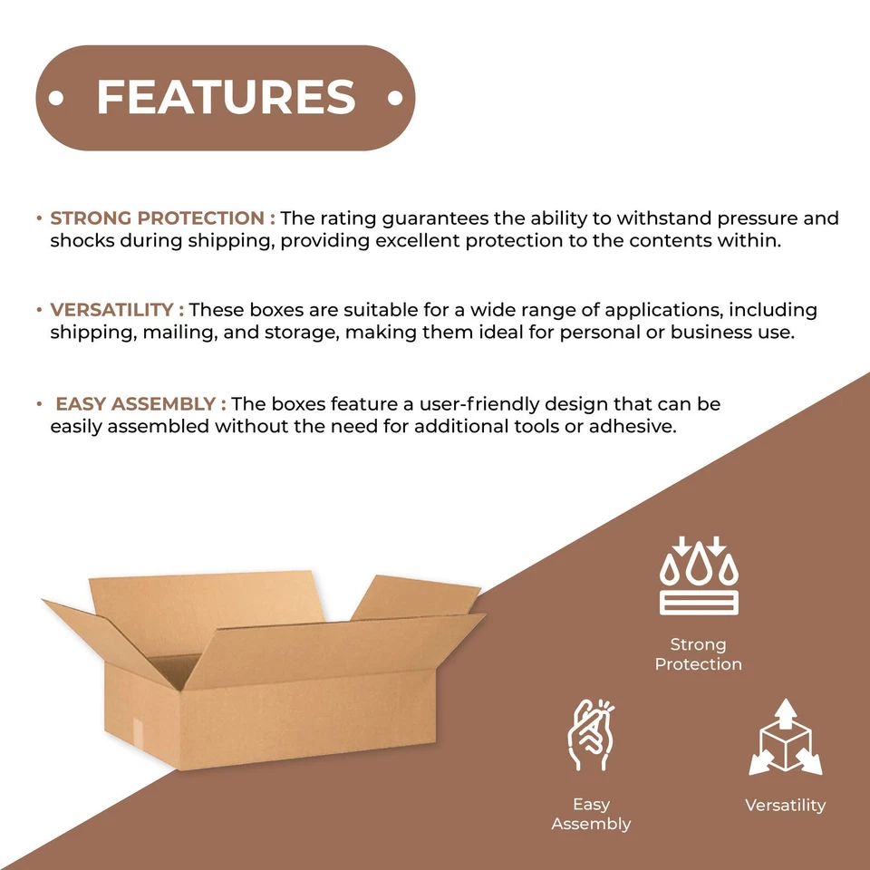 25 Boxes 24x14x4" Flat Corrugated Shipping Boxes ECT-32 Brown Packing Cartons - Image 4 of 4