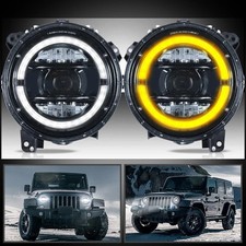 Paar VOLL LEDScheinwerfer für 2018-2025 Jeep Wrangler JL JLU JT w/Gelb Blinker