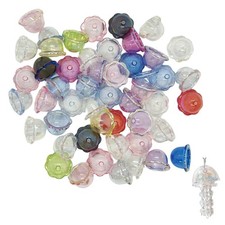 ZGGAZCA 50Pcs Jellyfish Beads Charm Trumpet Flower 0.93 inches, Multicolor