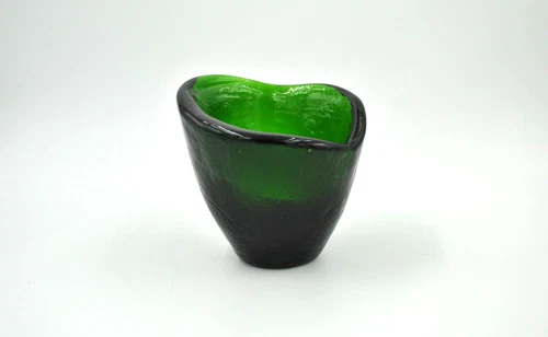 Vintage Blenko Glass Free Form Bowl - Design #5517 - Lime