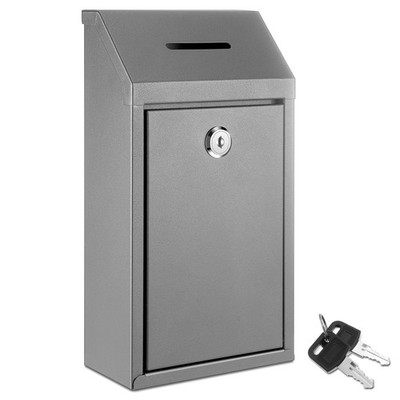 Metal Donation Cash Box Collection Safe Suggestion Box with Lock Wall Mounted...