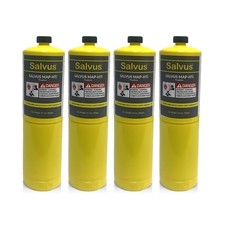 4 &times; Salvus MAP HTi MAPP Gas Bottles &ndash; Blowtorch Fuel for Plumbing & Soldering