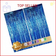 BEISHIDA 2 Pcs Blue Door Streamers Tinsel Curtain Party Backdrop Fringe Foil Wal
