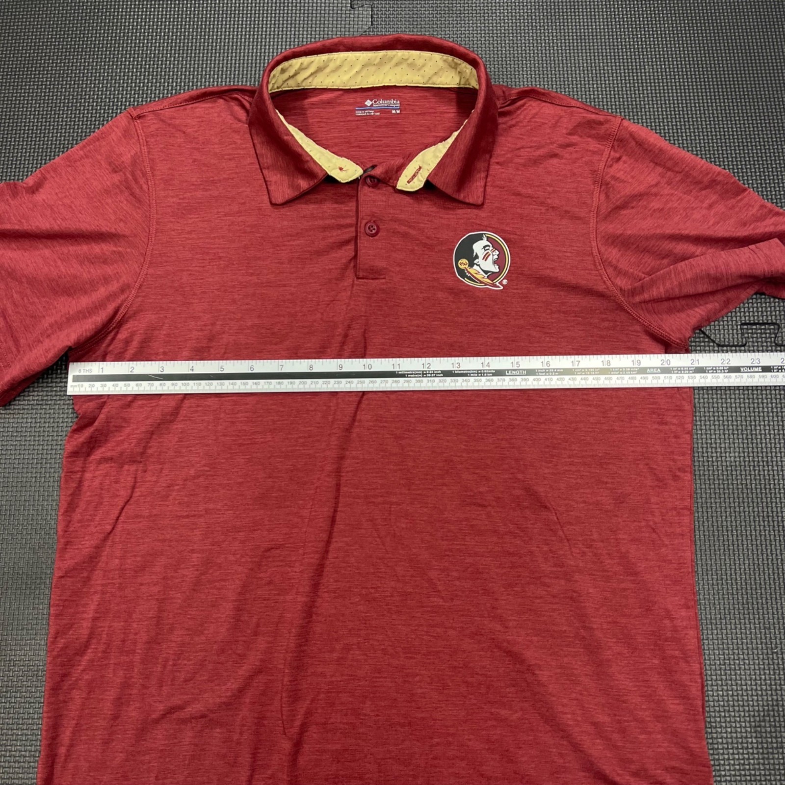 Columbia Mens Florida State Seminoles Polo Shirt M Red Gold thumbnail 5