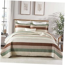King Quilts - 100 Cotton Reversible Farmhouse King 98"x106" Brown Green