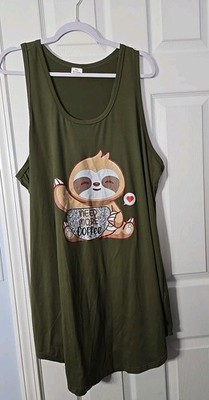 Womans Plus Size Coverup 4X  Green With Animal Says Need More Coffee No Brand