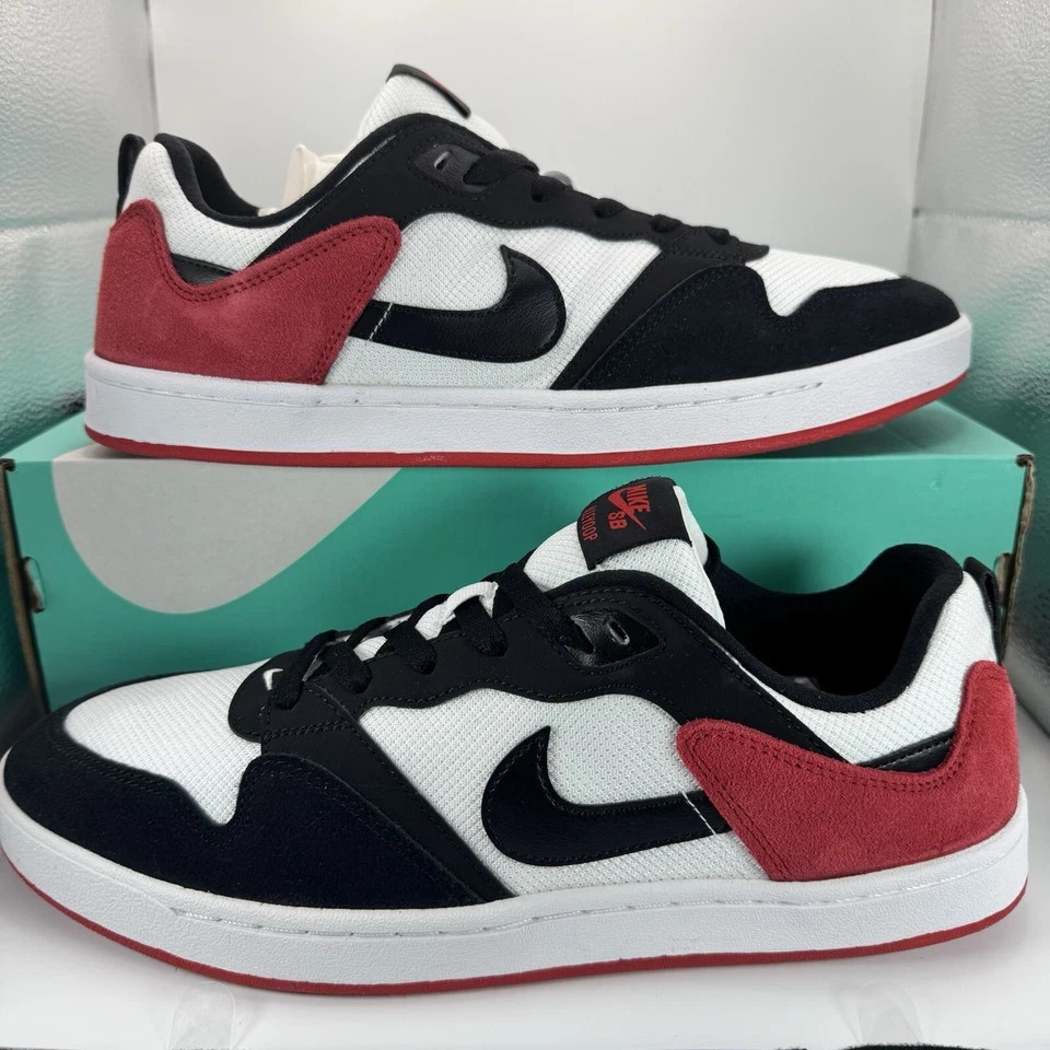 Nike Men's SB Alleyoop Classic Skate Shoes White Black Red M