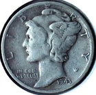 1943 D MERCURY DIME - 90% SILVER - 17.9 mm - 2.50 g - NICE GRADE - DM 032
