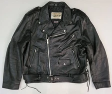 VTG Wilsons Open Road Classic Black Leather Motorcycle Moto Biker Jacket Men XXL
