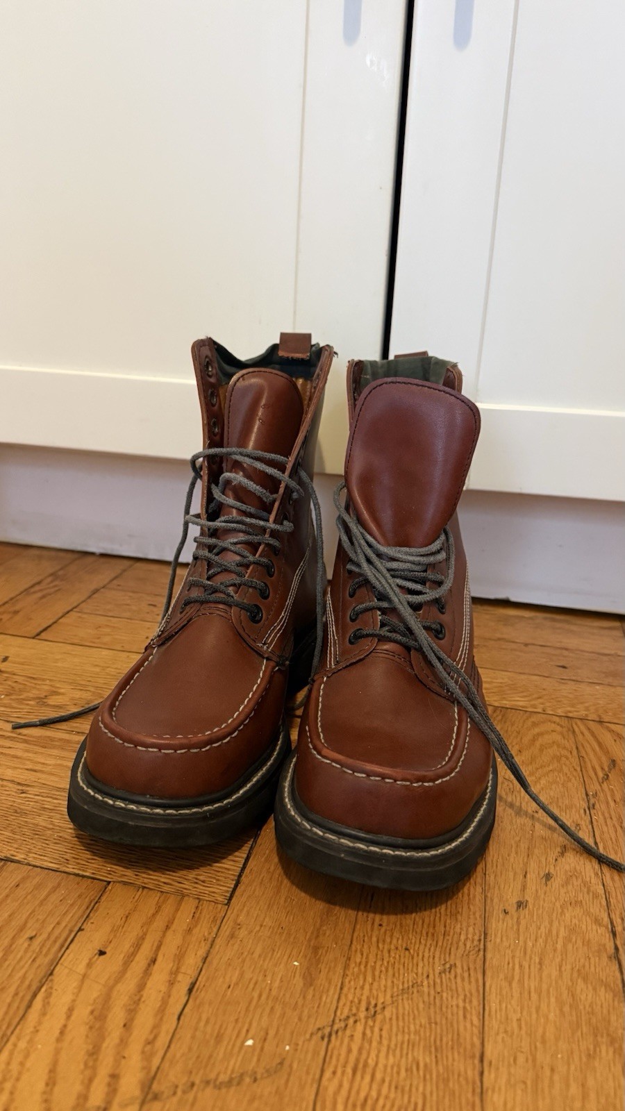 Brown Leather Insulated Work Boots Men's Size 9.5 Lace Up Round Toe