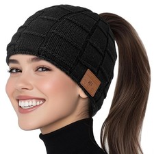 Bluetooth Beanie Hat, Women Rechargeable Headphone Beanie Cap, Windproof Wint...