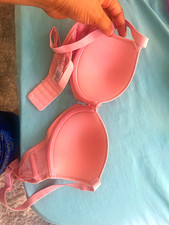 Pink Lace Underwired Lined T-Shirt Bra 34C Adjustable Straps Hook Eye