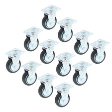 12 Pack 3" Swivel Caster Wheels Heavy Duty Rubber Base With Top Plate  Bearing