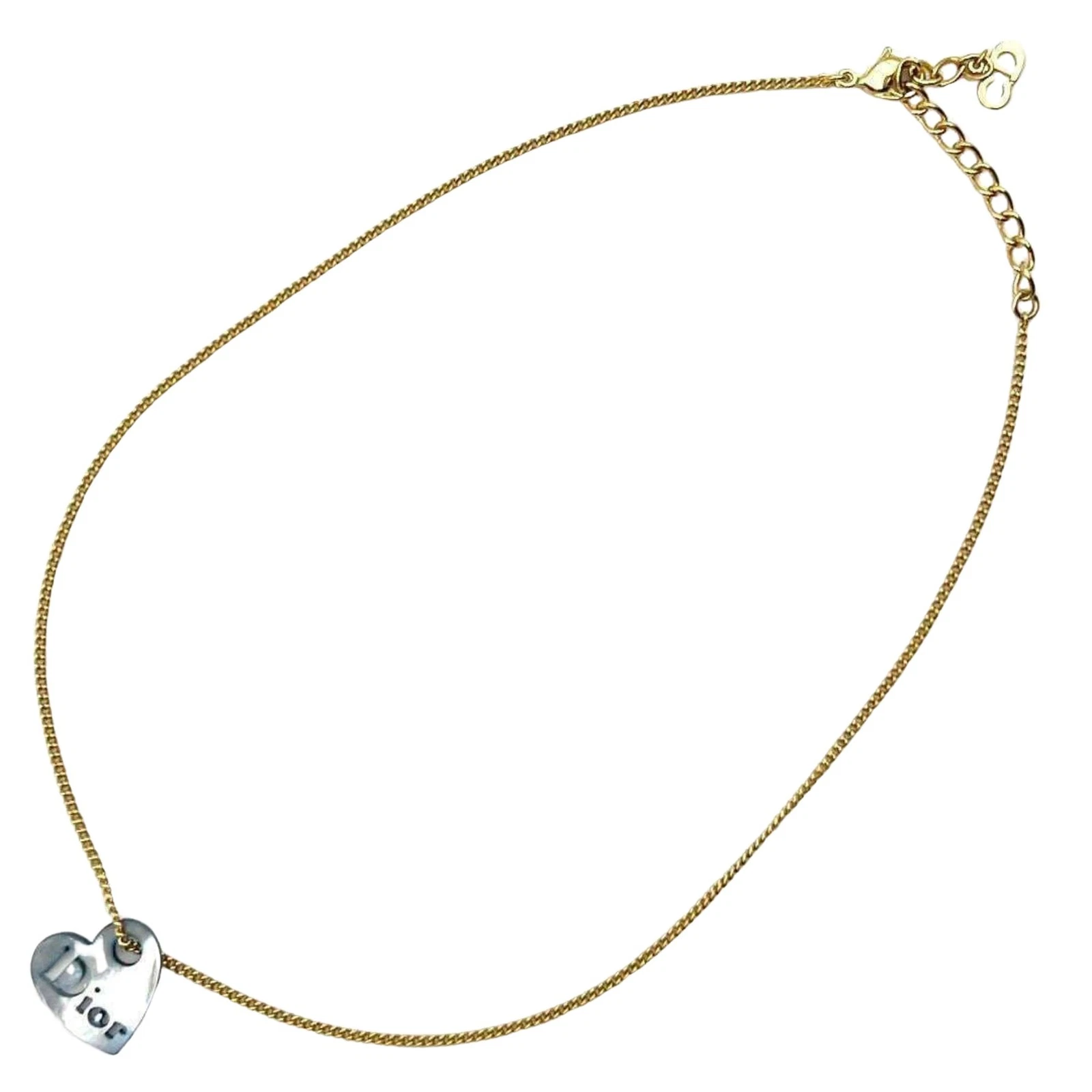 Bijou collier Dior plastique argenté authentique