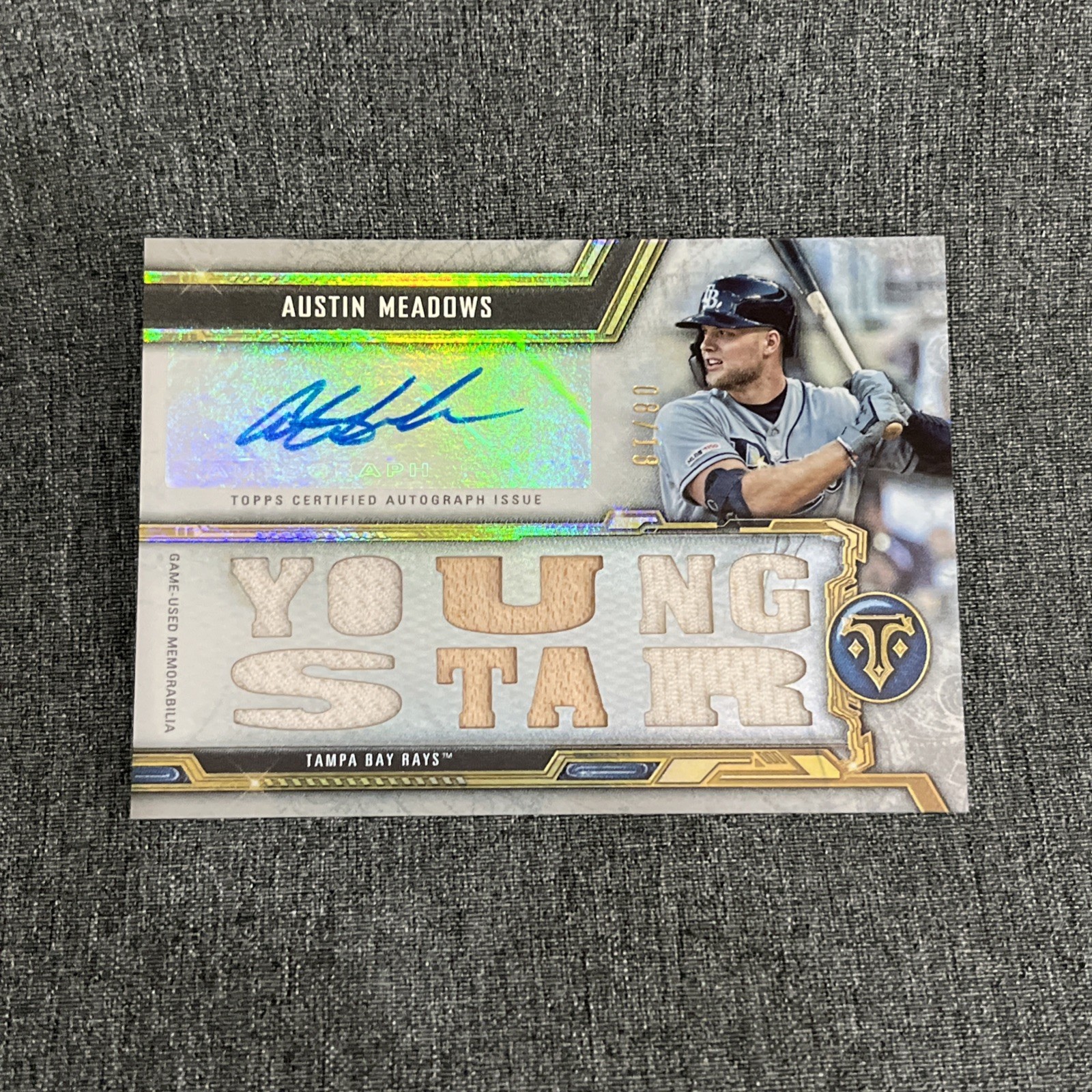 Austin Meadows 2020 Topps Triple Threads Auto Patch #TTAR-AM4 Tampa Bay Rays view 2