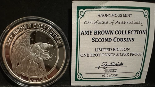 Amy Brown #3 Second Cousins 1 Oz. .999 Silver Proof Fantasy Art Coin New w/COA