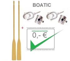 Holzruder mit Haltern Dollen Paddelhalter Halter Boot Paddel Riemen Ruder SET I