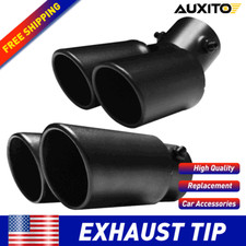 Black Dual Exhaust Tip 2.4 Inlet 2.5 Outlet Stainless Steel Bolt On Universal