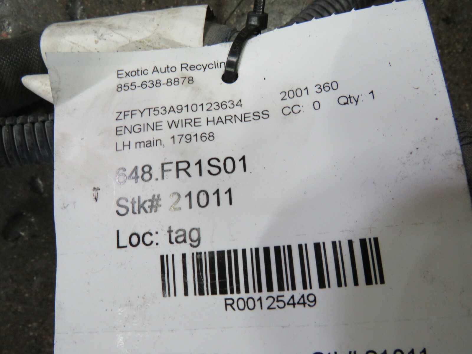 Ferrari 360 Spider, LH, Left, Main Engine Wiring Harness, Used, P/N 179168