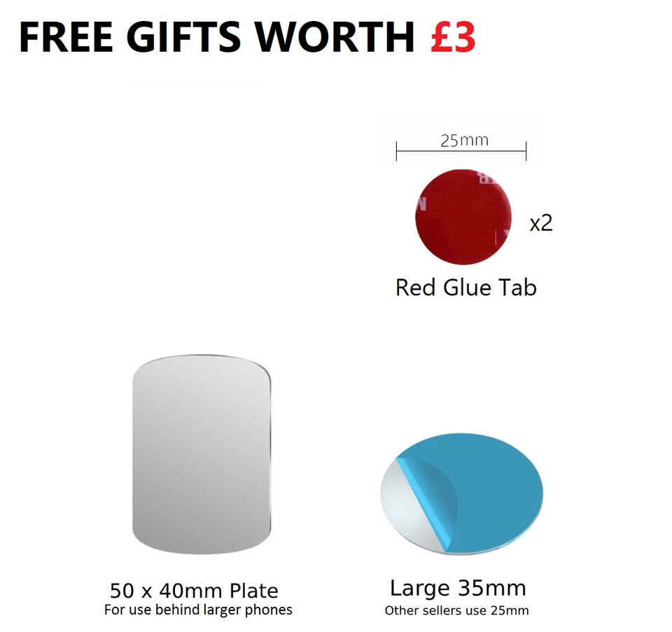 In Car Magnetic Phone Holder Mount Dashboard Dash Mobile Rotate 360 Swivel Stick - Image 2 of 4