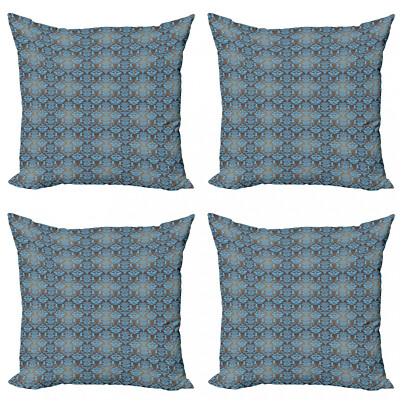 Brown und Blau 4 Teiliges Kissenbezugs Set Damast-Motive