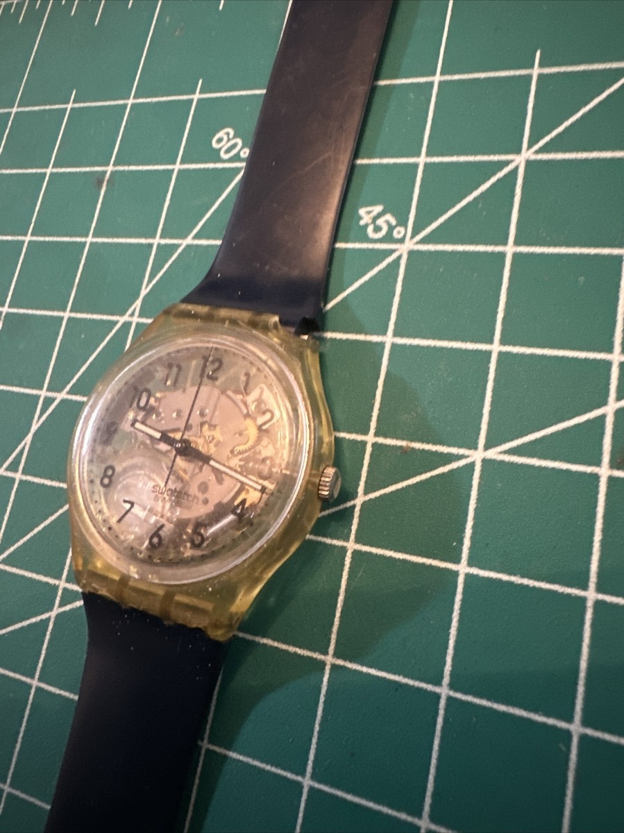 Vintage Swatch Swiss Watch AG 1994 Skeleton Working As Is 
