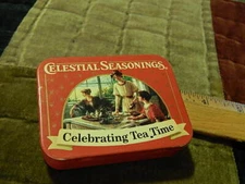 Celestial Seasonings ~ Celebrating Tea Time (3'') Metal Tin Stash Box Container