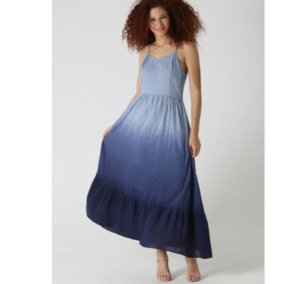 ANGIE Ombre Maxi Sun Dress, Size Small in Blue at Nordstrom Rack