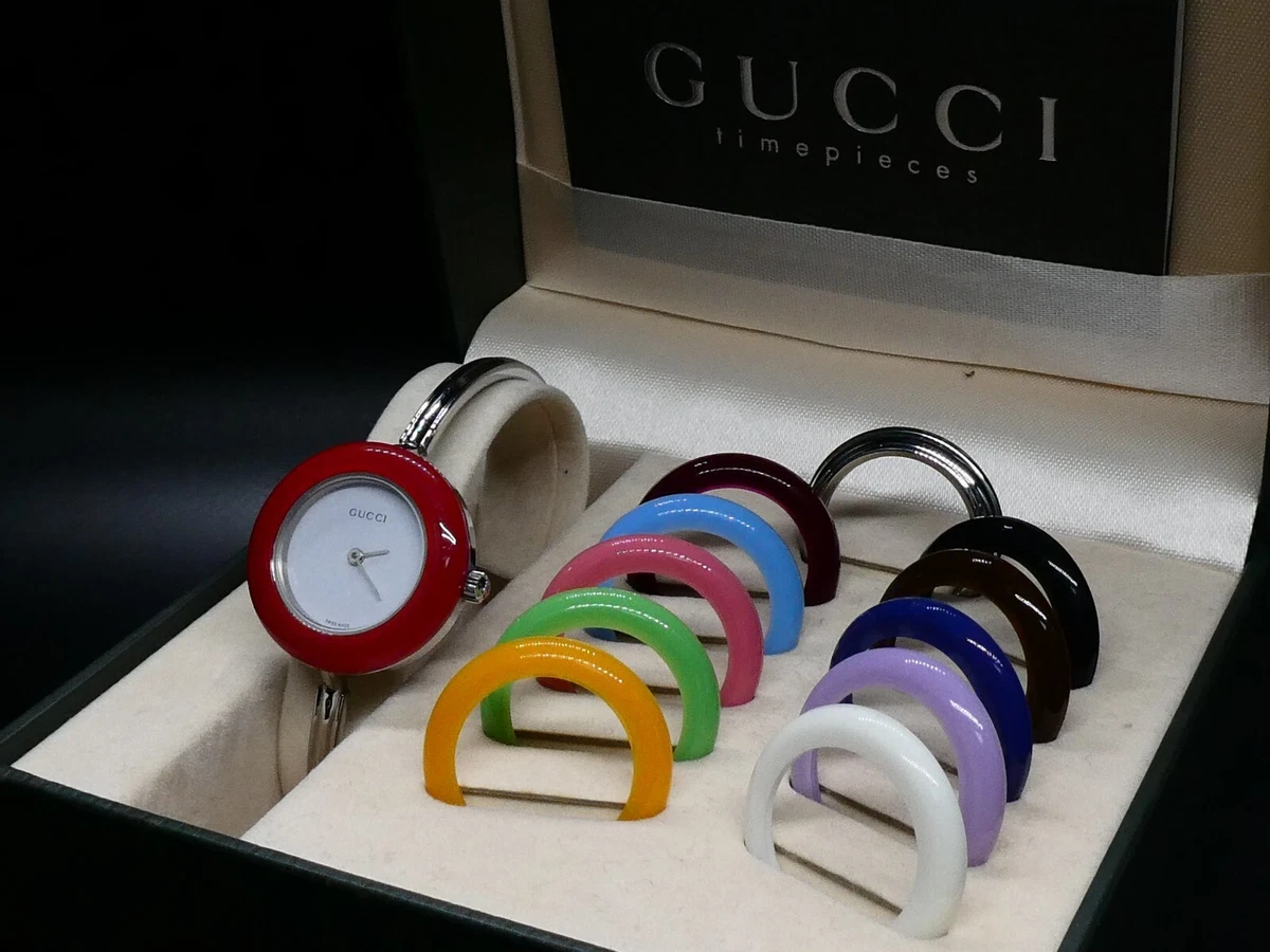 MINT IN BOX* GUCCI 11/12.2 L Change Bezel 12 Colors Silver Quartz