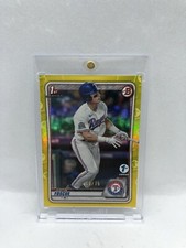 Justin Foscue 2020 Bowman Draft 1st Edition Yellow #/75 Rangers #14 Pick W/ Mag